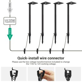 EDISHINE 4 Pack Low Voltage Landscape Lights, 3W 230LM 3000K LED Pathway Lights