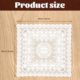 Yuomeaz Lace Tablecloth, White Lace Tablecloth 90 X 90CM—Square Coffee Table Cover Cloth Vintage Embroidered Style Crochet Small Table Cloth for Summer Outdoor Tea Party Reception Dinner Home Decor