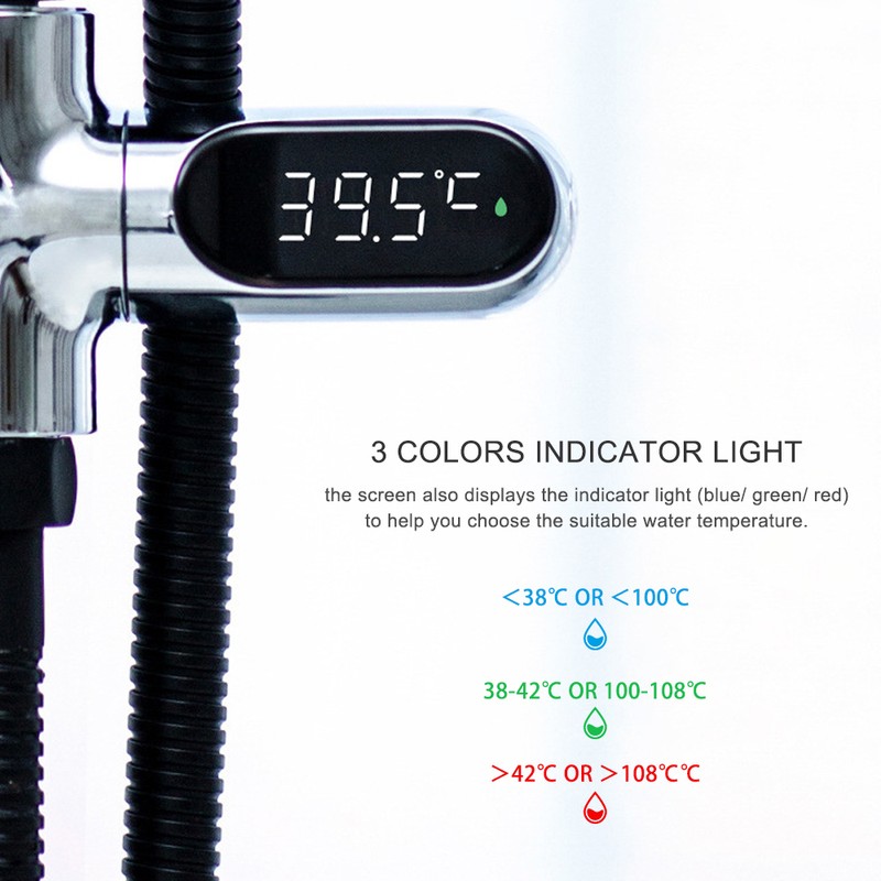 LED Display Water Meter Digital Shower Thermometer Bath Temperature Monitor