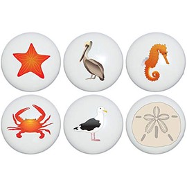 Nautical Sea Animals Drawer Pulls Ceramic Beach Cabinet Knobs Nursery Decor Set of 6