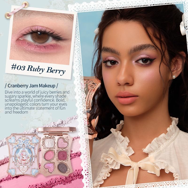 Flower Knows Bunny Garden 6-Color Makeup Palette, Berry Pink