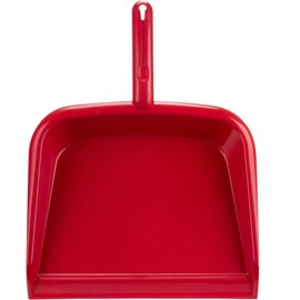 SPARTA Large Handheld Dustpan with Hanging Hole, Heavy-Duty Plastic Dustpan with Wide Lip for Countertops and Surfaces, Plastic, 10 Inches, Red