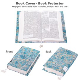 Book Covers with Cardholder - Fabric Dust Jackets for Books - Book Protector for Book Lovers - Book Covers for for Paperbacks,Hardcover,Bibles - Soft Cover Book Sleeve for AA Books