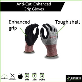 Cordova 3734 Machinist HPPE Cut-Resistant Gloves with Glass Fiber, Foam Nitrile Palm Coating, ANSI A4 Cut Resistance, Touchscreen Compatible, Small, 1-Pack