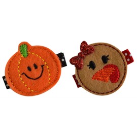 Lil Pumpkin and Turkey Hair Clip Set (Alligator Clip)