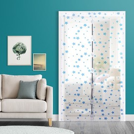 Round Magnetic Mosquito Screen Door for Entryway (120x210cm) - Automatic Closing Entryway (Tri-color Triangle Pattern 120x210cm)