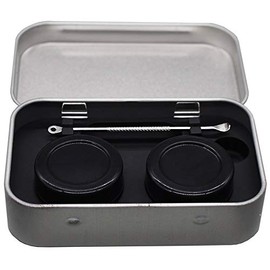 KUVIS Portable 5ml Silicone Wax Containers with Metal Case Non-stick Concentrate Jar (Black)