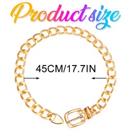 Zoestar Punk Choker Necklace Cuban Chunky Necklaces Belt Buckle Thick Necklace Chain for Women (Gold)