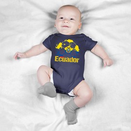 Purple Print House Ecuador Football Flag Baby Grow Ecuadorian Football Supporters Babygrow 2022 Gifts for Boys or Girls, 6-12 Months, Navy