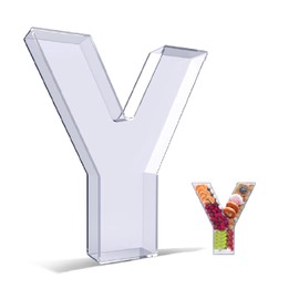10'' Hard Acrylic Letter Box Charcuterie Letters Fillable Box Reusable Hollow Letter Serving Tray Candy Dish for Birthday Party Decor Letter Boxes Plates for Food, without Lid (Clear, Letter Y)