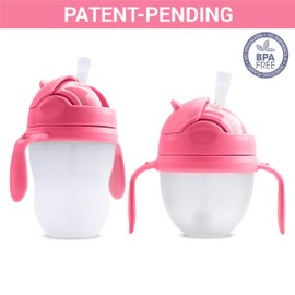 3-in-1 Straw Sippy Cup Conversion Kit for Comotomo Baby Bottle, 5 Ounce and 8 Ounce (Weighted Straw, Pink)