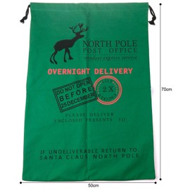 Santa Sack Green, Christmas Reindeer, Post Office, Draw String Present Bag Sack, Xmas Present Sack for Kids, Christmas Presents, Festive Gift, Christmas Bag for Presents - By TRIXES