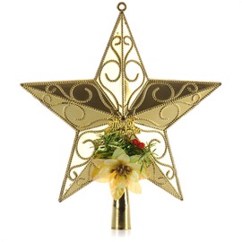 com-four® Christmas Tree Topper in Star Shape, Decorated Star for Christmas Tree Topper, Christmas Tree Decoration, Colourful Plastic Christmas Tree Decoration
