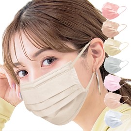 [sumalala] マスク 不織布 カラーマスク 50+1枚 大人 子供用マスク 小顔 小さめマスク やわらか 血色マスク ピンク ライラック プリーツマスク シシベラ