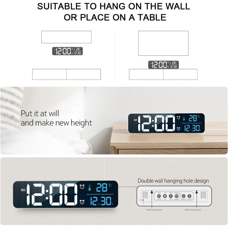 Digital Clock, Clock for Bedroom, Clocks for Living Room Decor,