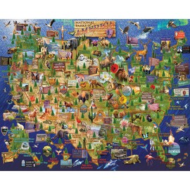 White Mountain National Parks Puzzle Map 1000 Piece Puzzles Fun Collage Jigsaw for Adults and Family