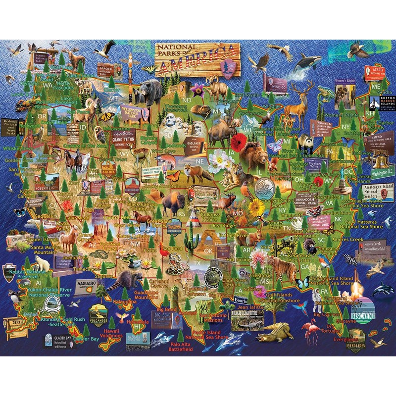 White Mountain National Parks Puzzle Map 1000 Piece Puzzles Fun