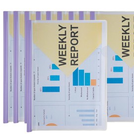 10 Pack A4/Letter Clear Plastic Report Covers with Sliding Bar, 70 Sheet Capacity, Presentation Folders for School Projects, Office Documents & Business (Purple)