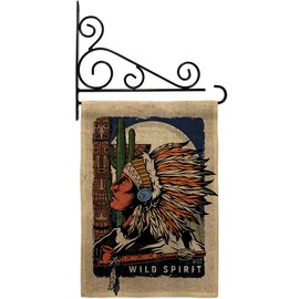 Native Spirit Burlap Garden Flag - Set Wall Holder Country Living Dreamcatcher Bohemian Animal American Kokopelli Western Vintage Hippie - House Banner Small Yard Gift Double-Sided 13 X 18.5