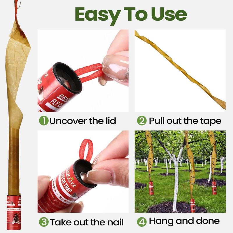 Qualirey 160 Pack Fly Strips Sticky Fly Trap Indoor Outdoor