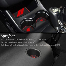 Auprite Anti Dust Mats for Dodge Journey 2011-2022 Custom fits Cup Holder Liners Mats Center Console Liners(5Pcs Set,Red Trim)