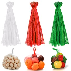 Frcctre 300 Pack Plastic Mesh Bag, Reusable Nylon Produce Mesh Bags Packaging Net, 23 Inch Plastic Fruit Vegetable Storage Bags Onion Bags Seafood Boil Bags for Shellfish Crab Cooking Mesh Bags