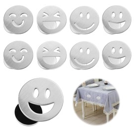 YHNMMNO Pack of 8 Tablecloth Weights for Outdoor Use Stainless Steel Tablecloth Weights Magnetic Tablecloth Clips Smiling Face Tablecloth Clip for Curtains Shower Curtain Whiteboard Fridge