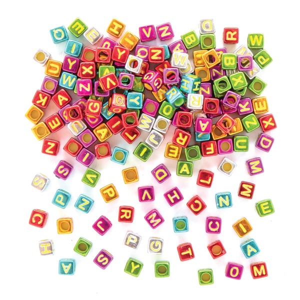 Baker Ross AX319 Metallic Alphabet Cube Beads - Pack of