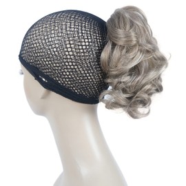 Lydell Short Ponytail Hair Extensions Wavy Curly Synthetic Hairpiece with Jaw Claw (AB16/613 Dark Blonde with Highlights)