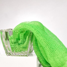 African Exfoliating Net Sponge, Ethically Sourced From Nigeria:_Lime Green