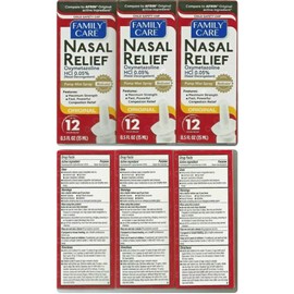 Family Care 3X Nasal Spray Original Decongestant Pump Mist Spray 12 HR Relief 0.5oz Exp:24