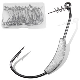 Fishing Weighted Hooks -20PCS Swimbait Hooks Bass Hooks Weedless Hooks with Twistlock Soft Plastic Worm Hooks Fishing Hooks for Bass Saltwater Freshwater Fishing