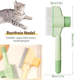 2 Items Fur Flash Brush, Self-Cleaning Pet Brush, Self-Cleaning Flea Comb for Pets, Cats, Dogs, Flea Combs, Cat Brush with Release Button, for Long and Short Hair Care Massages (Yellow/Green)