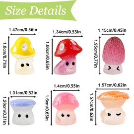 UFURMATE 6 Pieces Glow in the Dark Mushroom Hinge Topper Decoration Small Resin Mushroom Hinge Head Magnets Ornaments Cute Art Hinge Head Figurine