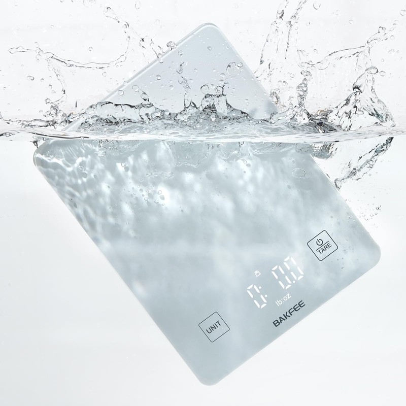 BAKFEE IP67 Waterproof Food Scale with Tempered Glass Surface, 22lb