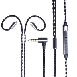 OKCSC Coffee Earphone Upgrade Cable,MMCX Earbuds Replacement Cord,4 Cores Oxygen-Free Copper Gold-Plated Plug Earphones Audio Adapter for Shure SE215 SE315 SE535 (mmcx,Black,mic)