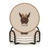 Light Luxury Cat Monogram Ceramic Round Absorbent Coasters with Cork