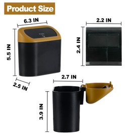JUSTTOP Car Trash Bin for Storage and Organization, Desktop Trash Can, Trash Can for Car, Home, Office - Yellow