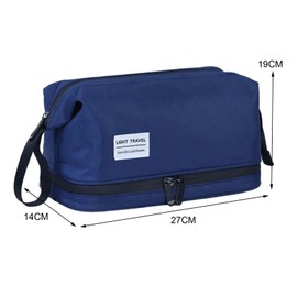 Eigell Large Makeup Bag Portable Toiletry Bag Zipper Closure Makeup Brush Organizer Double Layer Cosmetic Bag for Bathroom Concert, Blue