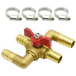 VIKKSAER Solid Brass 3/4 Inch Heater Control Valve, 4-Way Automobile Heating Water Valve with 4 Clamps for Auto Conditioning Systems