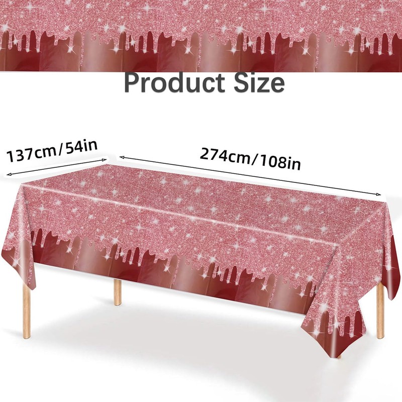AIMALL 3 PCS Rose Gold Themed Disposable Tablecloth, Waterproof PE