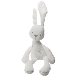 HUKITECH Premium Plush Mascot – Rabbit – 49 cm – Colour: White – Children's Toy – with Granules in Legs and Hands
