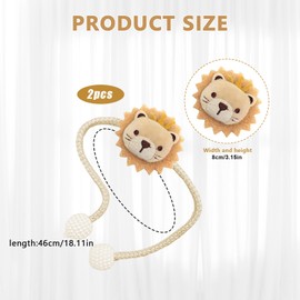 Curtain Tiebacks Curtain Tiebacks Children's Room Pack of 2 Cartoon Animals Curtain Clips, Cute Curtain Holder Rope, Curtain Holder Clips for Bedroom Children's Room Decoration (Curly Bear)