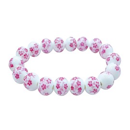 LPYO Porcelain Beads Bracelet for Women Elegant Vintage Style Blue Flower Ceramics Bracelet Chinese Style Celadon Wrist Bracelet Sunflower Bracelets (pink)