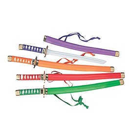 Fun Express NEON Samurai Swords - Vibrant and Colorful Toy Swords for Kids - Perfect for Dress-Up Playtime Themed Parties and Roleplay Fun - Ideal for Creative Play and Party Favors - 12 Pieces