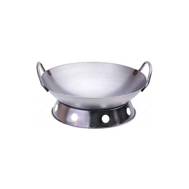 14 Inches Carbon Steel Round Bottom Wok with Two Side