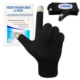 Migliore Wear 5 Pairs Cotton Gloves for Eczema,Touchscreen Black Cotton Gloves, Moisturising Gloves for Dry Hands, Hand Care, Jewelry Inspection, Eczema Gloves for Adults with 1 Free Wash Bag