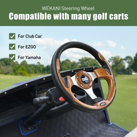WEKANI Golf Cart Steering wheel for EZGO YAMAHA and Club Car Precedent Most Golf carts Wood Grain