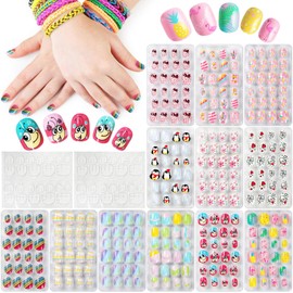 EBANKU Kids Nail Tips Stickers Set, 288 Pieces, 12 Pack, Makeup Kit, Gift for Girls
