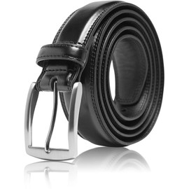 Genuine Leather Dress Belts For Men - Mens Belt For Suits, Jeans, Uniform Black Belt - Designed in the USA